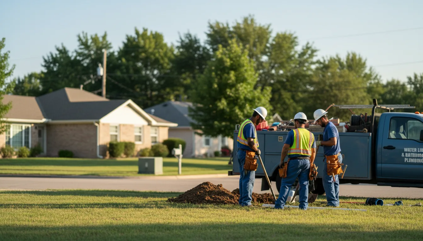Residential water line and bathroom plumbing service in South Bend, TX